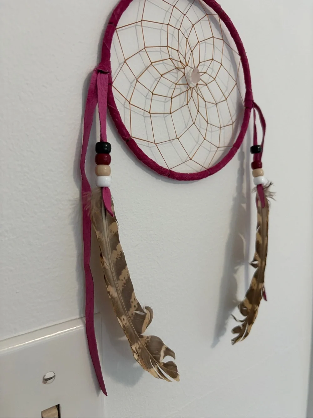 Dreamcatcher with Burgundy Hoop and Feathers